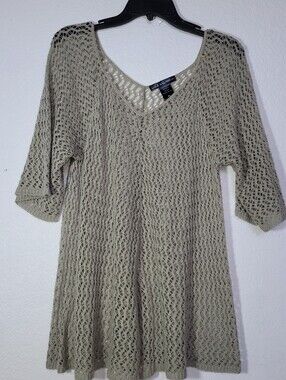 united states sweaters Taupe Crochet V-Neck Tunic